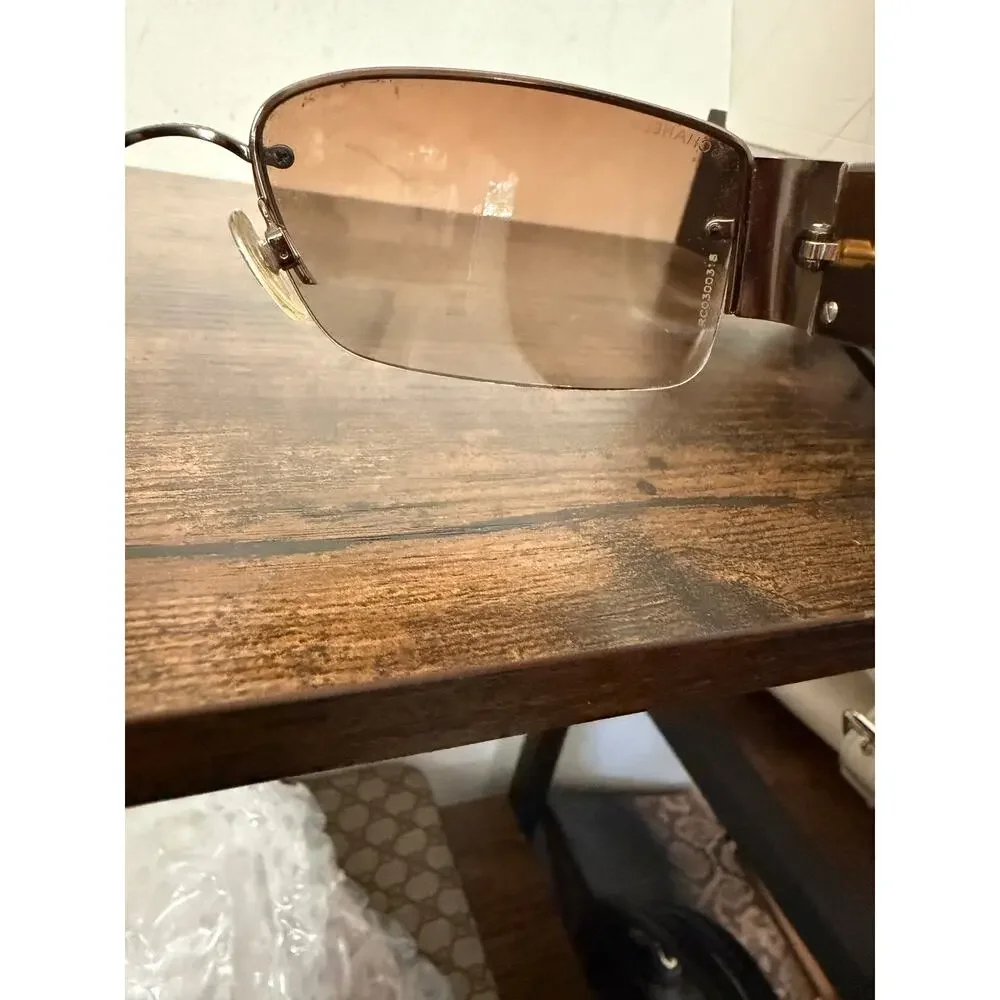 Chanel Vintage Y2K 4117-B Crystal CC Tortoise Rimless Sunglasses